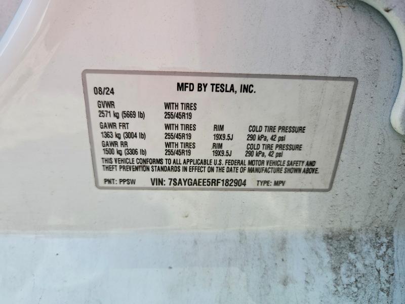 Продажа на аукционе авто 2024 Tesla Model Y, vin: 7SAYGAEE5RF182904, номер лота: 57573016