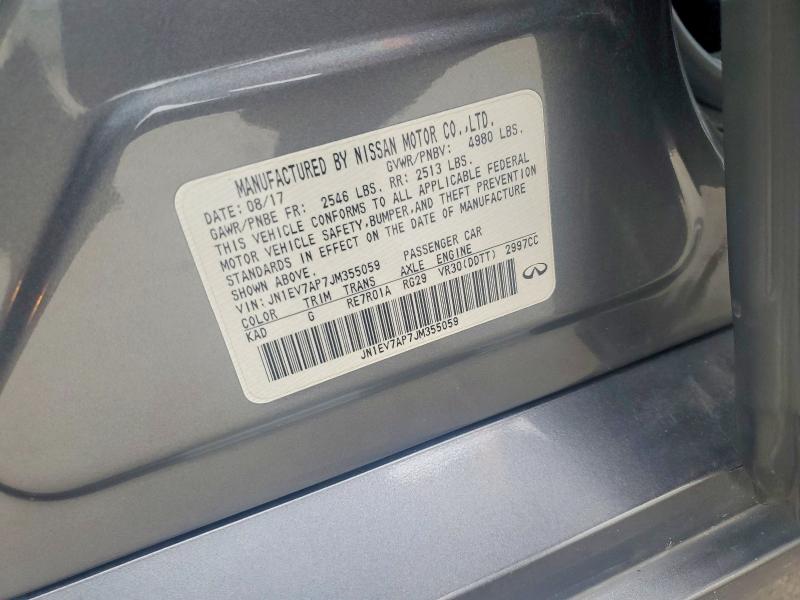 56789236 :رقم المزاد ، JN1EV7AP7JM355059 vin ، 2018 Infiniti Q50 مزاد بيع