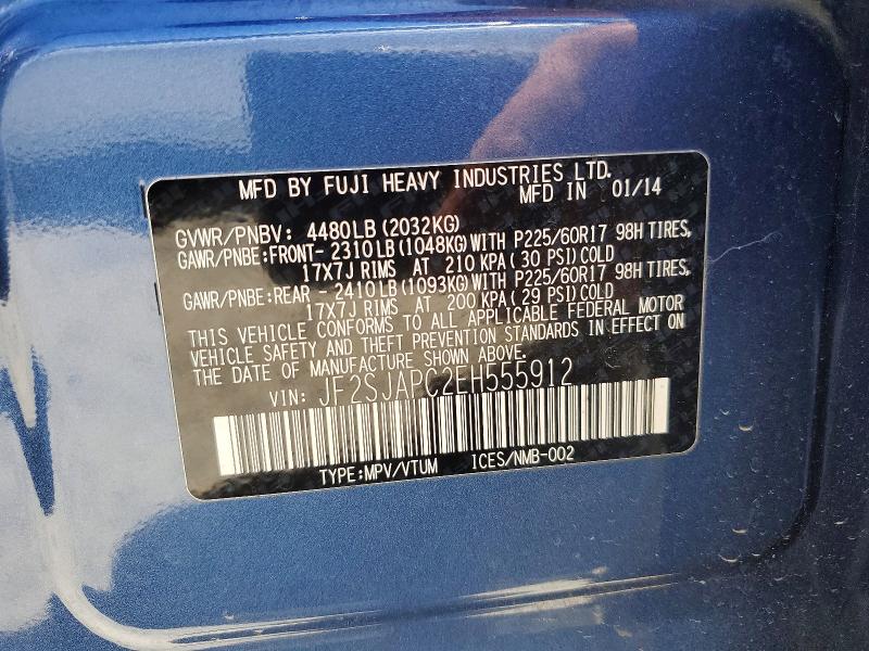 Продаж на аукціоні авто 2014 Subaru Forester, vin: JF2SJAPC2EH555912, номер лоту: 58473596