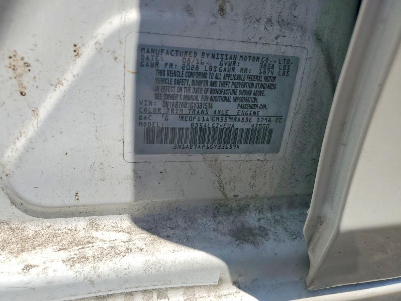2016 Nissan Sentra მანქანა იყიდება აუქციონზე, vin: 3N1AB7AP1GY331594, აუქციონის ნომერი: 55658476