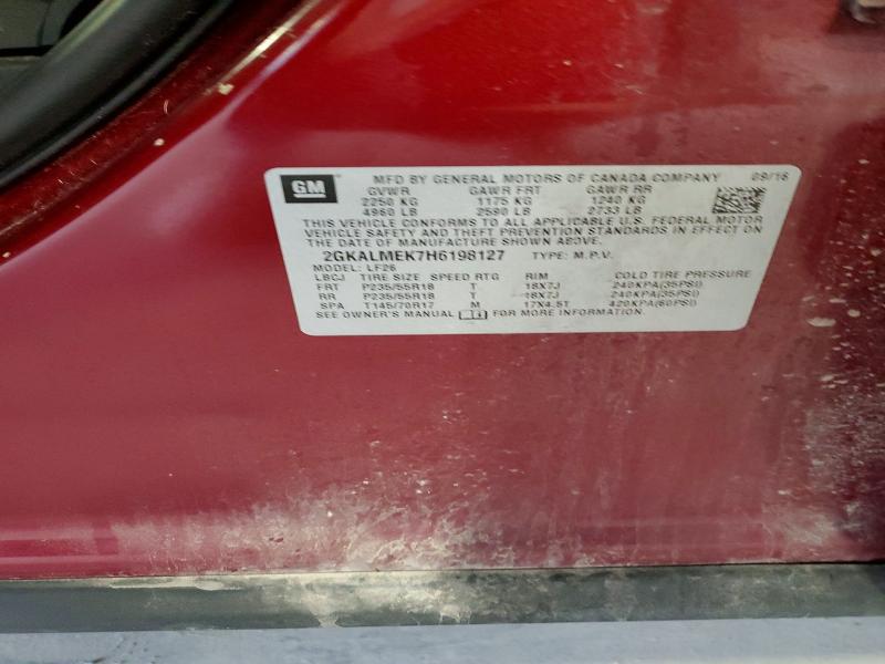 57895866 :رقم المزاد ، 2GKALMEK7H6198127 vin ، 2017 Gmc Terrain مزاد بيع