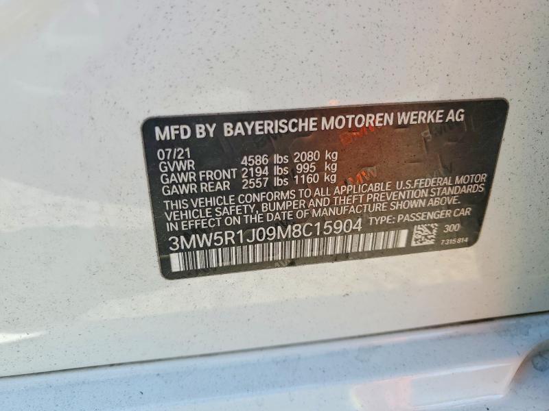 Aukcja sprzedaży 2021 Bmw 330i, vin: 3MW5R1J09M8C15904, numer aukcji: 58827136