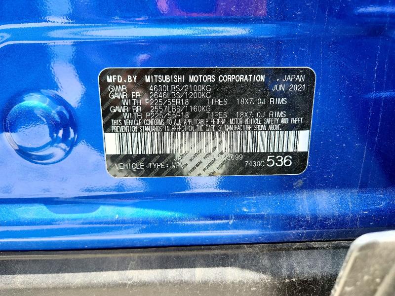 58517736 :رقم المزاد ، JA4ATWAA0NZ023099 vin ، 2022 Mitsubishi Eclipse Cross مزاد بيع