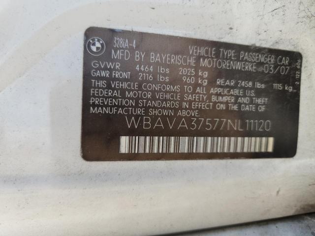 Продаж на аукціоні авто 2007 Bmw 328, vin: WBAVA37577NL11120, номер лоту: 58983206