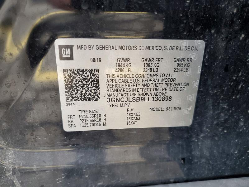 Aukcja sprzedaży 2020 Chevrolet Trax, vin: 3GNCJLSB9LL130898, numer aukcji: 57961526