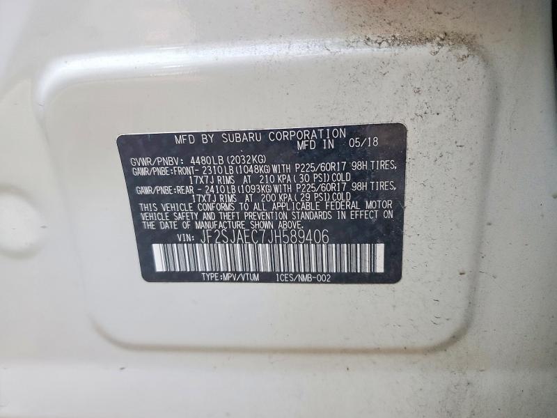 59281886 :رقم المزاد ، JF2SJAEC7JH589406 vin ، 2018 Subaru Forester مزاد بيع
