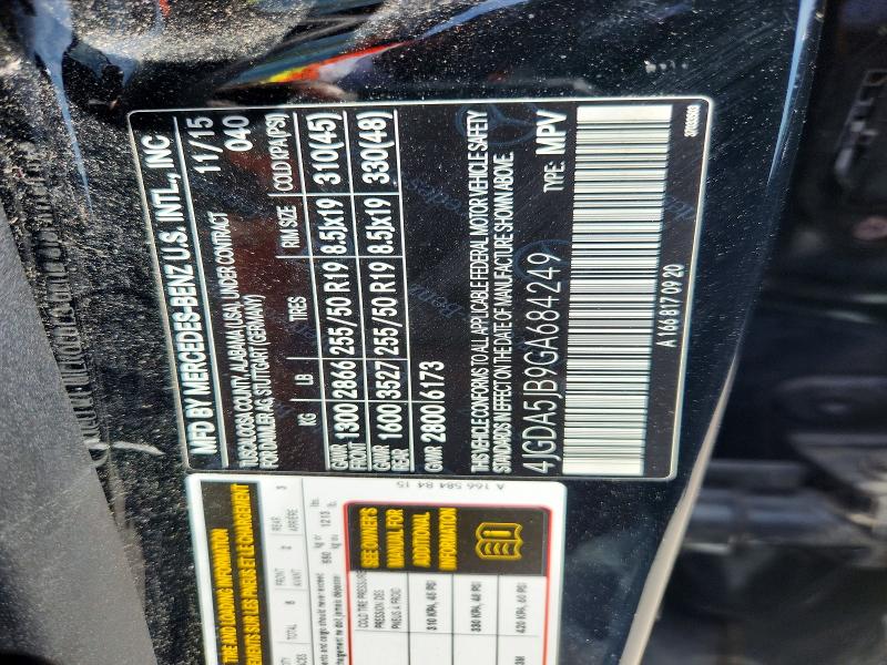 97683715 :رقم المزاد ، 4JGDA5JB9GA684249 vin ، 2016 Mercedes-benz Gle مزاد بيع