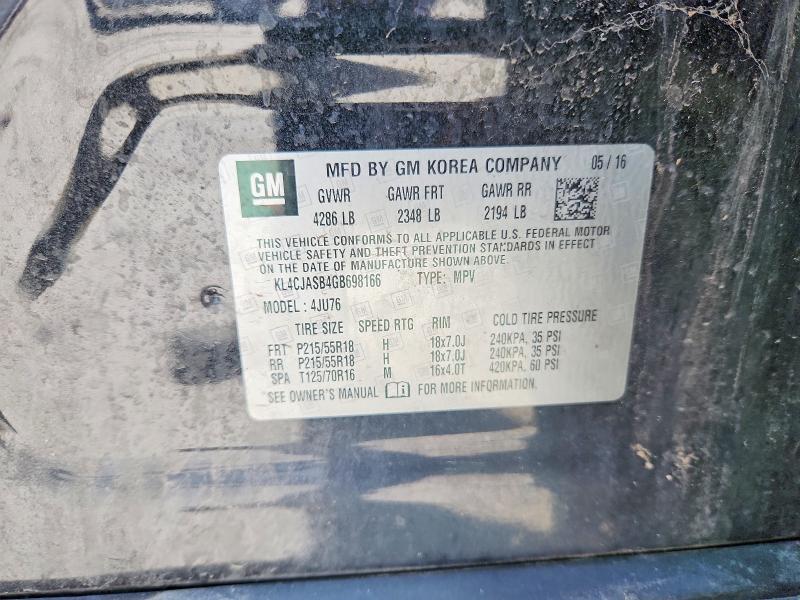 2016 Buick Encore მანქანა იყიდება აუქციონზე, vin: KL4CJASB4GB698166, აუქციონის ნომერი: 57335166