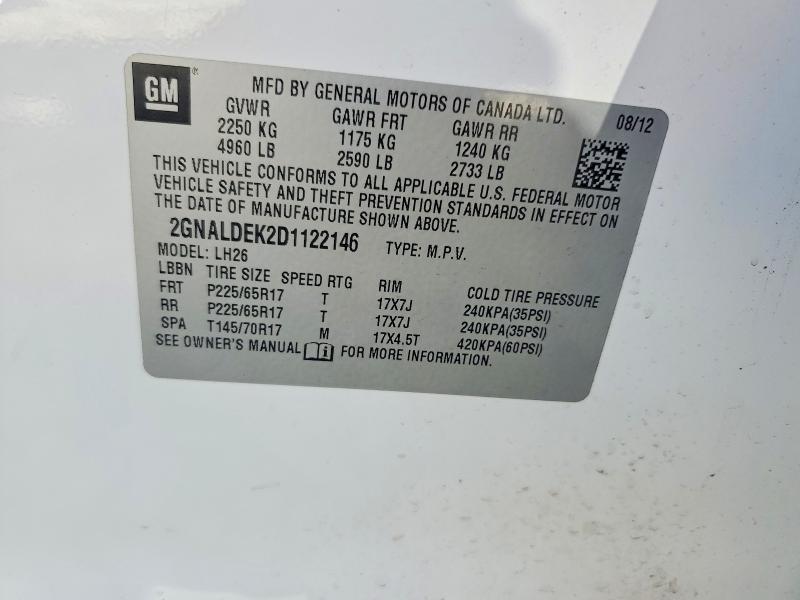 Продажа на аукционе авто 2013 Chevrolet Equinox, vin: 2GNALDEK2D1122146, номер лота: 57025946