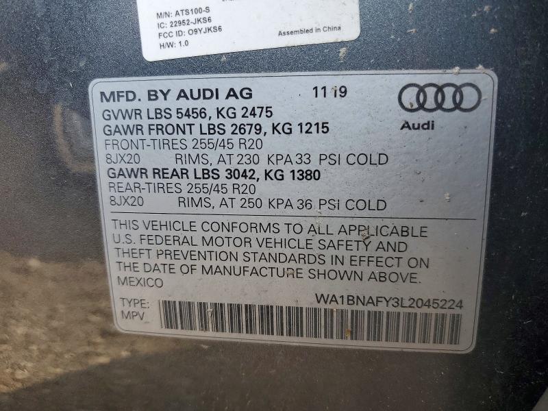 Продажа на аукционе авто 2020 Audi Q5, vin: WA1BNAFY3L2045224, номер лота: 58964386