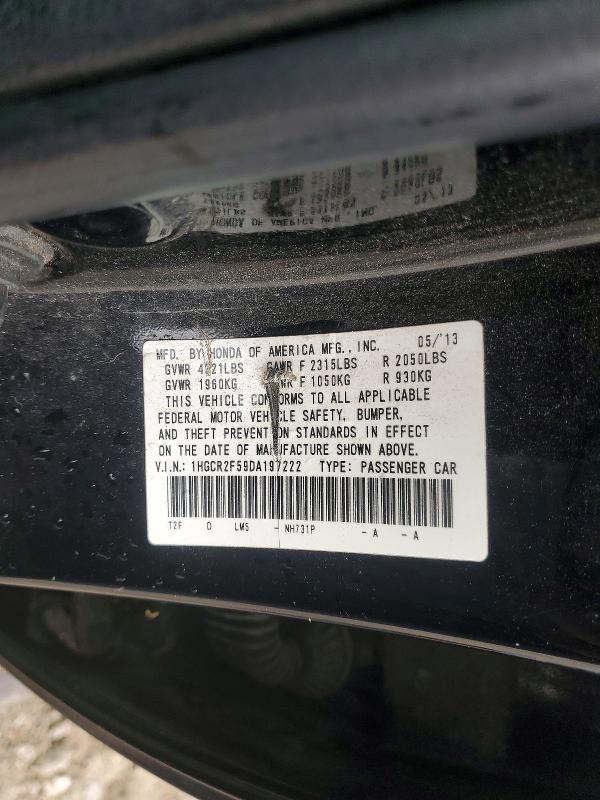 Продаж на аукціоні авто 2013 Honda Accord, vin: 1HGCR2F59DA197222, номер лоту: 59138716
