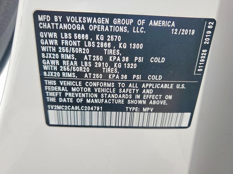 Продаж на аукціоні авто 2020 Volkswagen Atlas Cross Sport, vin: 1V2MC2CA9LC204791, номер лоту: 58997246