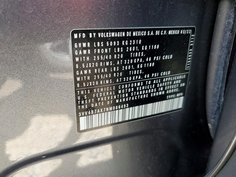 Aukcja sprzedaży 2022 Volkswagen Tiguan, vin: 3VV4B7AX7NM086493, numer aukcji: 55496926