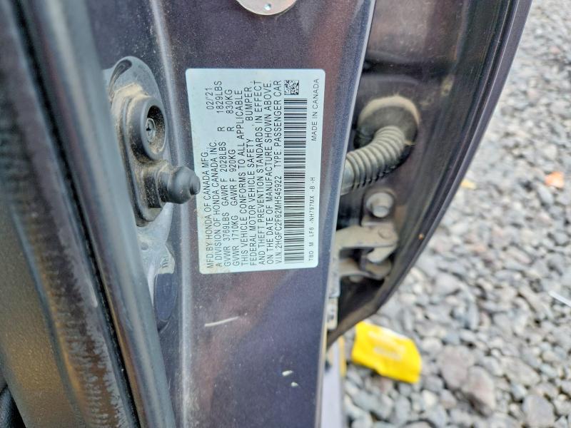 Продажа на аукционе авто 2021 Honda Civic, vin: 2HGFC2F62MH545922, номер лота: 56988726