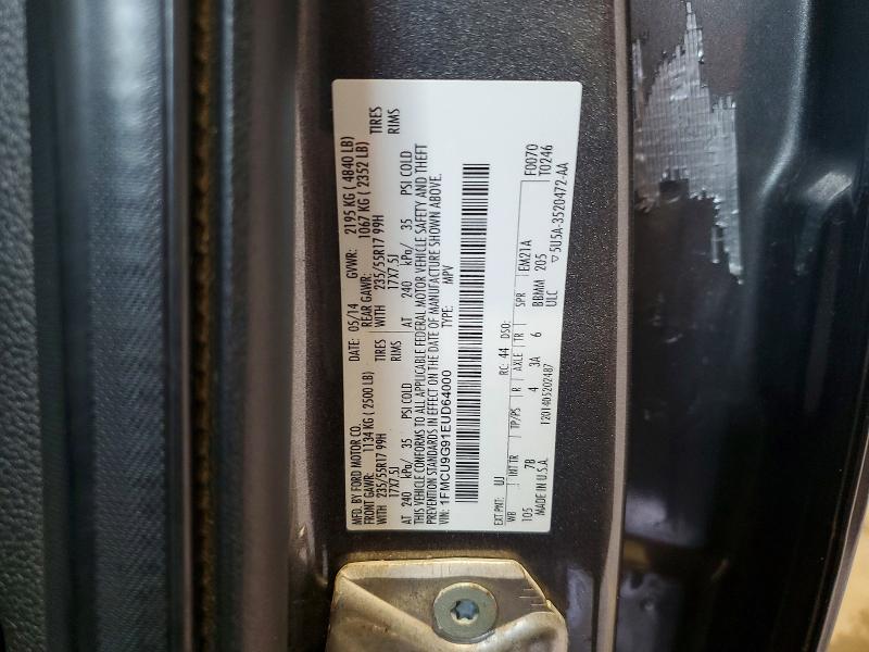 Продажа на аукционе авто 2014 Ford Escape, vin: 1FMCU9G91EUD64000, номер лота: 57189546