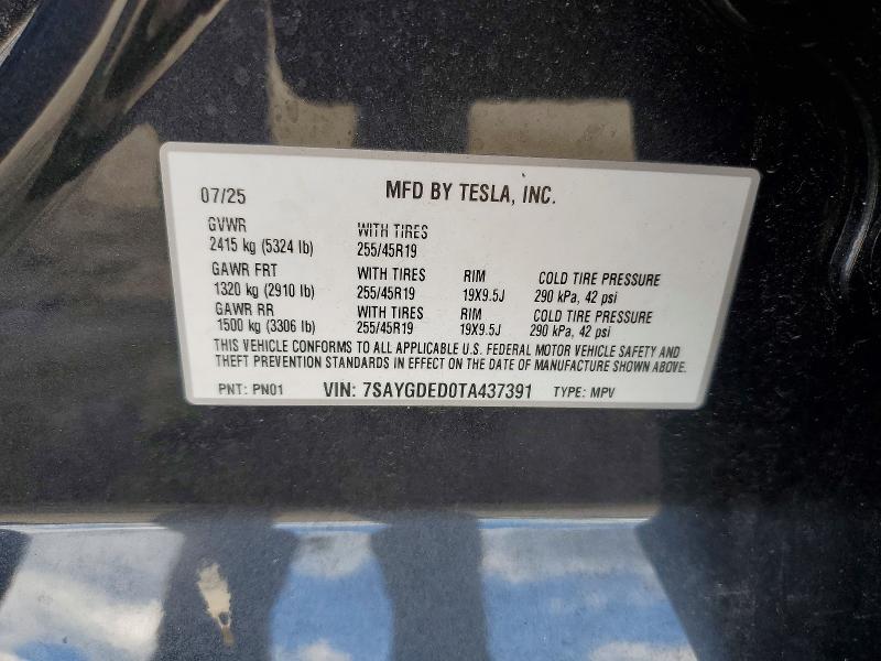Продаж на аукціоні авто 2026 Tesla Model Y, vin: 7SAYGDED0TA437391, номер лоту: 58455806