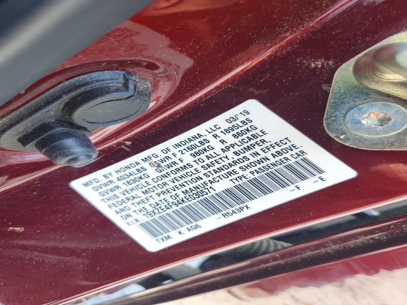 Aukcja sprzedaży 2019 Honda Insight, vin: 19XZE4F94KE030571, numer aukcji: 56708436