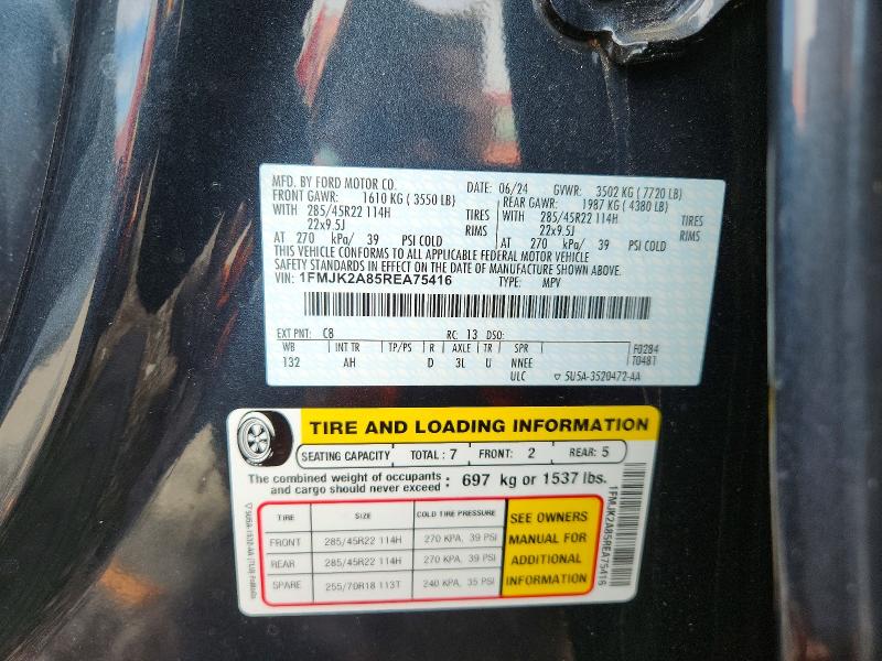 2024 Ford Expedition მანქანა იყიდება აუქციონზე, vin: 1FMJK2A85REA75416, აუქციონის ნომერი: 57952816