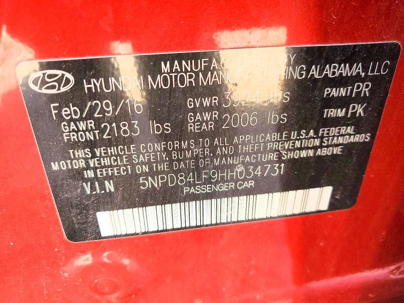 Aukcja sprzedaży 2017 Hyundai Elantra, vin: 5NPD84LF9HH034731, numer aukcji: 56704586