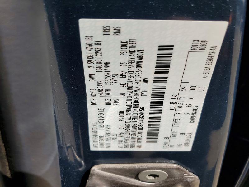 2019 Ford Escape მანქანა იყიდება აუქციონზე, vin: 1FMCU9HD8KUB24456, აუქციონის ნომერი: 58795346