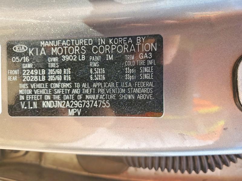 Продаж на аукціоні авто 2016 Kia Soul, vin: KNDJN2A29G7374755, номер лоту: 55845386