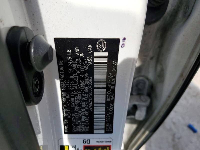 2020 Lexus Es მანქანა იყიდება აუქციონზე, vin: 58AGZ1B19LU073563, აუქციონის ნომერი: 59321036