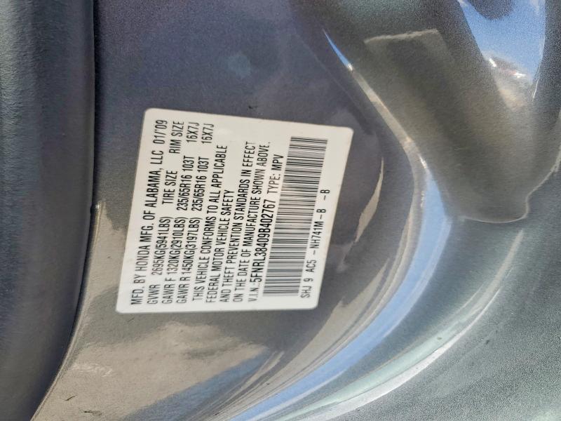 57770366 :رقم المزاد ، 5FNRL38409B402767 vin ، 2009 Honda Odyssey مزاد بيع