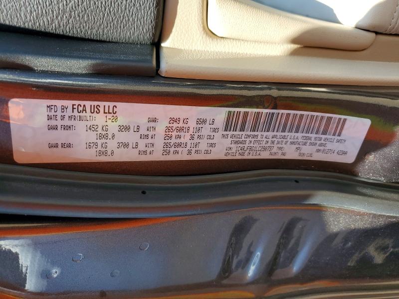 2020 Jeep Grand Cherokee მანქანა იყიდება აუქციონზე, vin: 1C4RJFBG1LC290737, აუქციონის ნომერი: 55427016