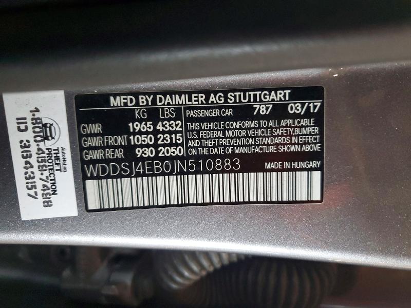 58473346 :رقم المزاد ، WDDSJ4EB0JN510883 vin ، 2018 Mercedes-benz Cla مزاد بيع