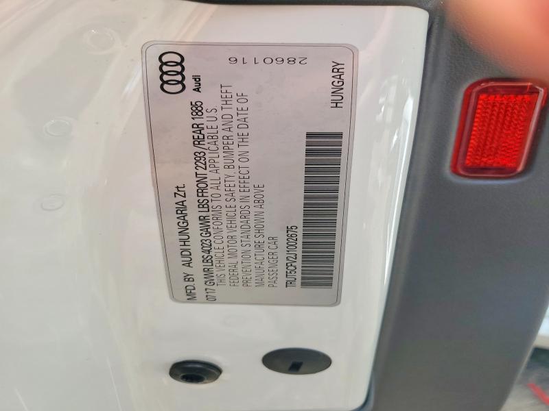 2018 Audi Tt მანქანა იყიდება აუქციონზე, vin: TRUT5CFV2J1002675, აუქციონის ნომერი: 55422826