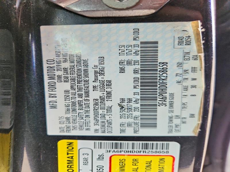 56989086 :رقم المزاد ، 3FA6P0HD0FR258658 vin ، 2015 Ford Fusion مزاد بيع
