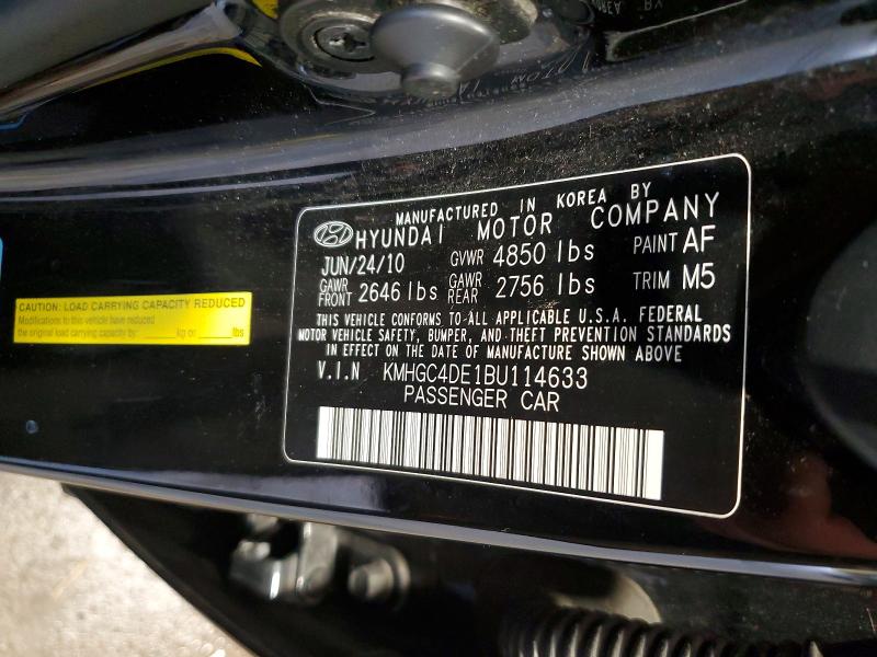 58001216 :رقم المزاد ، KMHGC4DE1BU114633 vin ، 2011 Hyundai Genesis مزاد بيع