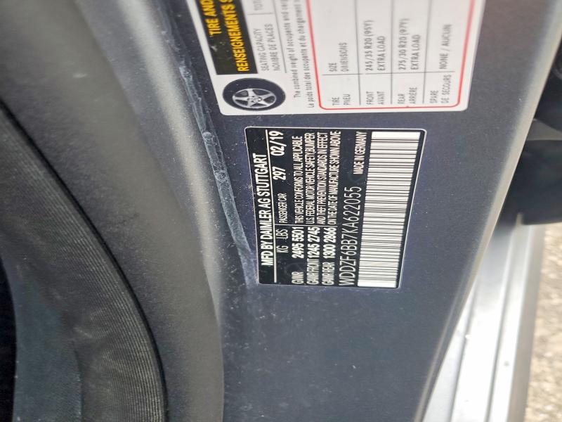 58866446 :رقم المزاد ، WDDZF6BB7KA622055 vin ، 2019 Mercedes-benz E مزاد بيع