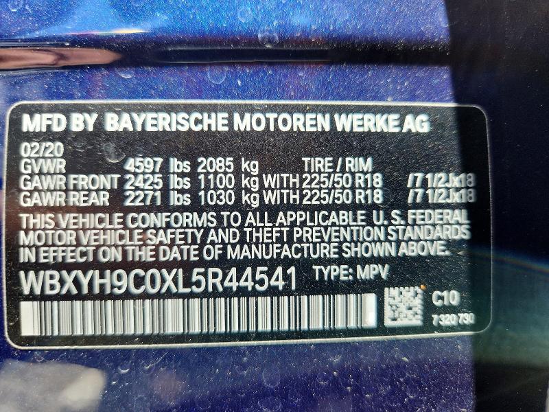 Aukcja sprzedaży 2020 Bmw X2, vin: WBXYH9C0XL5R44541, numer aukcji: 58428596