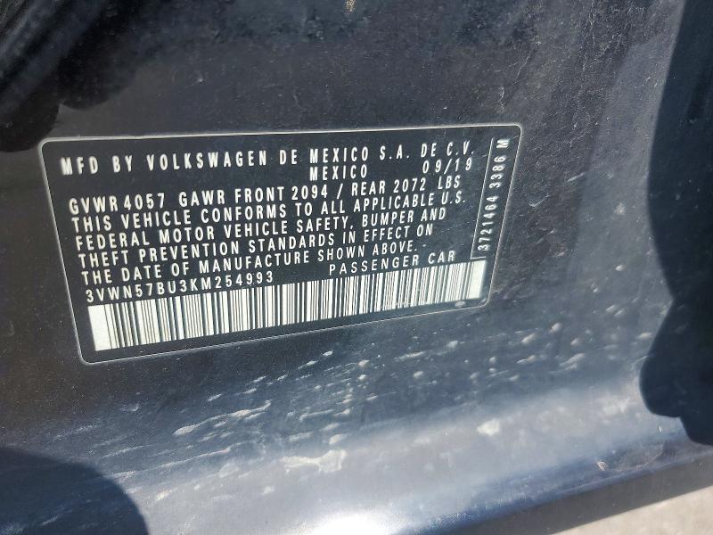 56564516 :رقم المزاد ، 3VWN57BU3KM254993 vin ، 2019 Volkswagen Jetta مزاد بيع