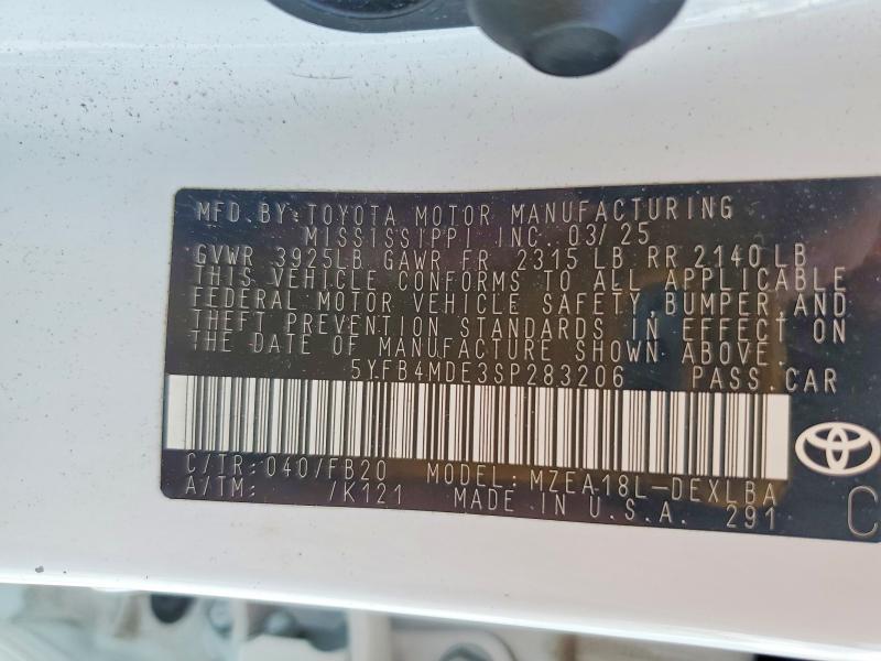 58534876 :رقم المزاد ، 5YFB4MDE3SP283206 vin ، 2025 Toyota Corolla مزاد بيع