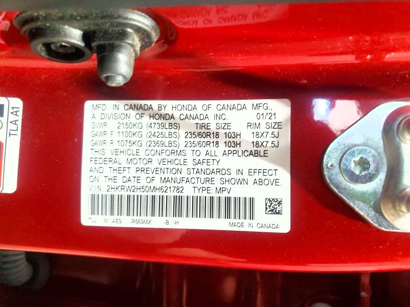 Продаж на аукціоні авто 2021 Honda Cr-v, vin: 2HKRW2H50MH621782, номер лоту: 57608766