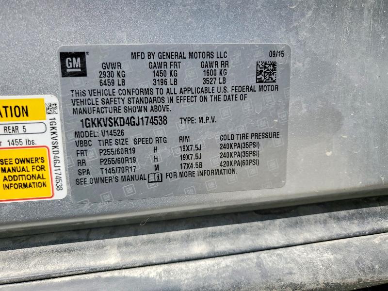 2016 Gmc Acadia მანქანა იყიდება აუქციონზე, vin: 1GKKVSKD4GJ174538, აუქციონის ნომერი: 55435226
