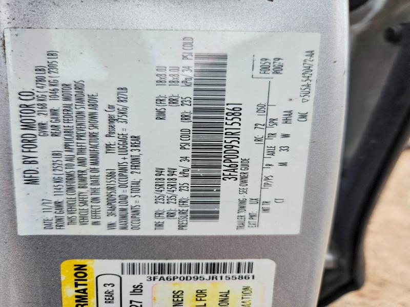 Продаж на аукціоні авто 2018 Ford Fusion, vin: 3FA6P0D95JR155861, номер лоту: 57596666