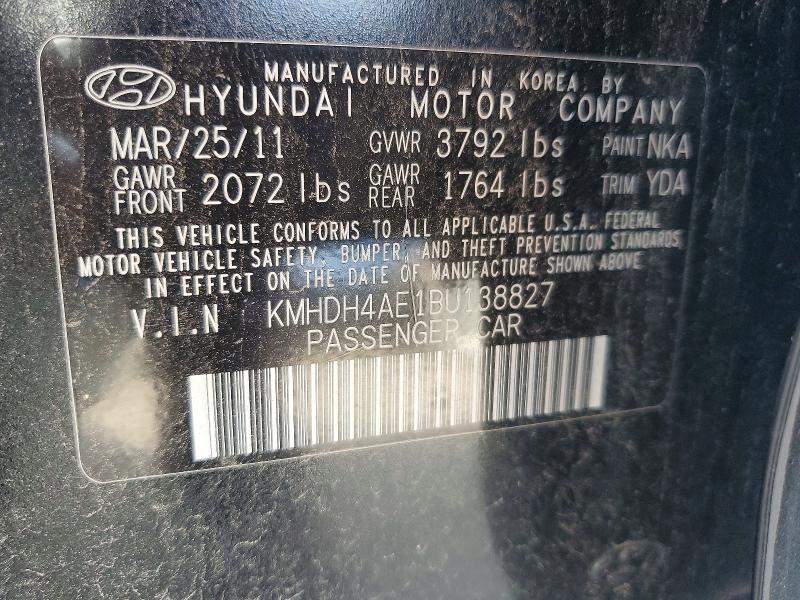 2011 Hyundai Elantra მანქანა იყიდება აუქციონზე, vin: KMHDH4AE1BU138827, აუქციონის ნომერი: 58376286