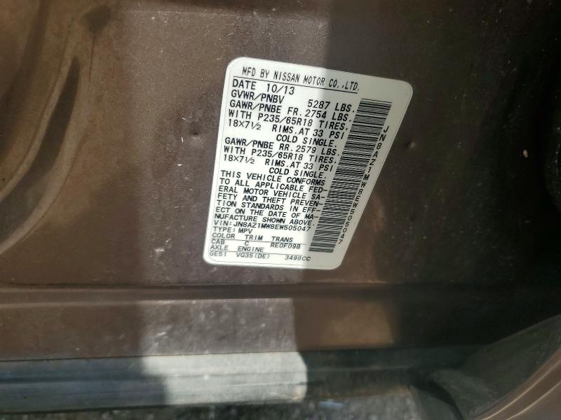 Aukcja sprzedaży 2014 Nissan Murano, vin: JN8AZ1MW8EW505047, numer aukcji: 59010246