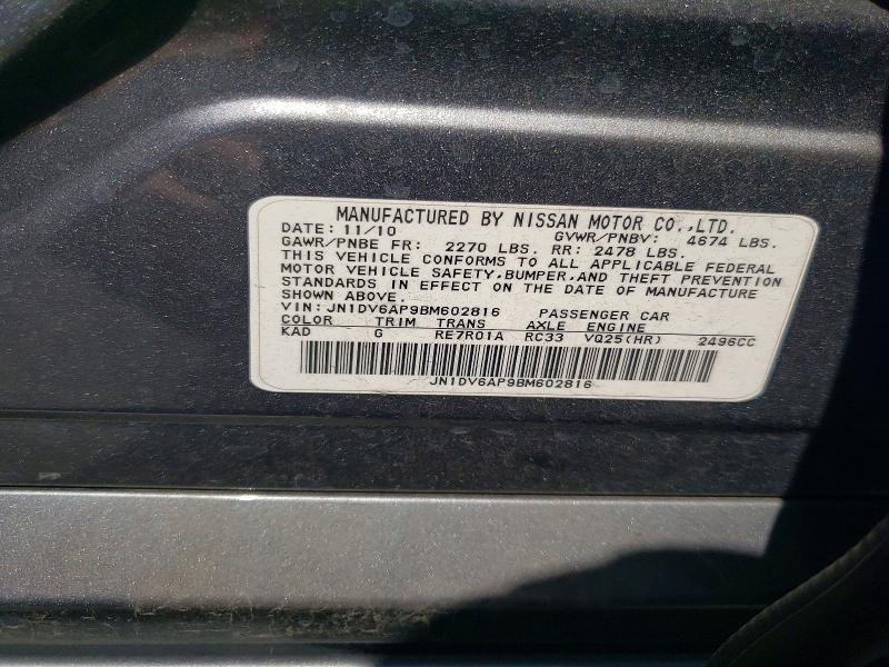 56852056 :رقم المزاد ، JN1DV6AP9BM602816 vin ، 2011 Infiniti G25 Sedan مزاد بيع