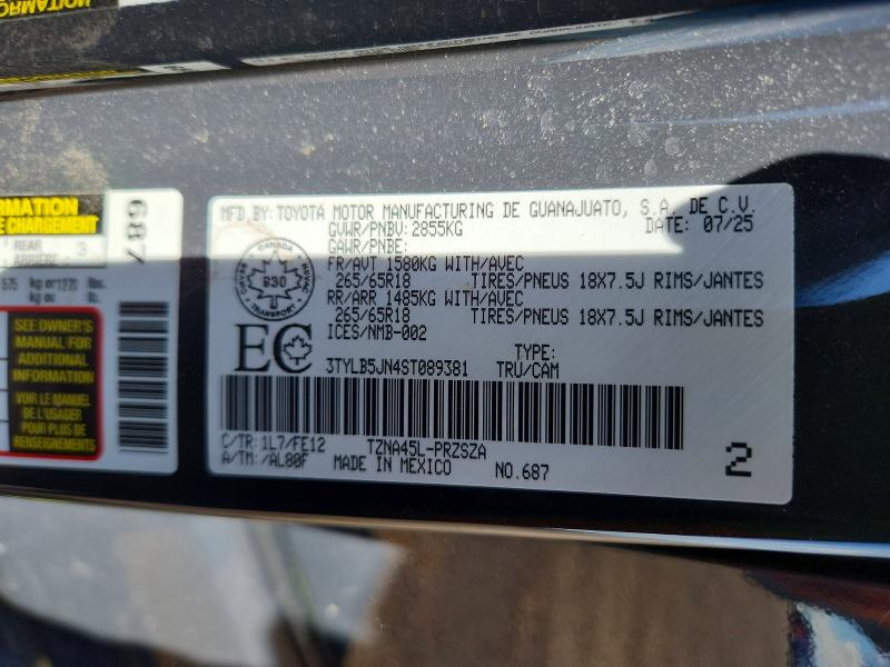 Aukcja sprzedaży 2025 Toyota Tacoma, vin: 3TYLB5JN4ST089381, numer aukcji: 54753866