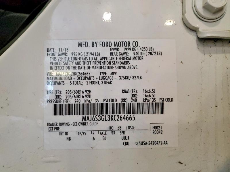 Aukcja sprzedaży 2019 Ford Ecosport, vin: MAJ6S3GL3KC264665, numer aukcji: 55744766