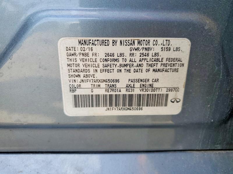2016 Infiniti Q50 მანქანა იყიდება აუქციონზე, vin: JN1FV7ARXGM450696, აუქციონის ნომერი: 57673286