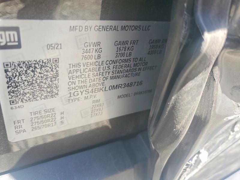 Продажа на аукционе авто 2021 Cadillac Escalade, vin: 1GYS4BKL0MR348716, номер лота: 56424306