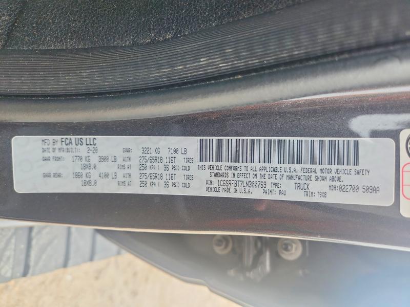 Продаж на аукціоні авто 2020 Ram 1500, vin: 1C6SRFBT7LN300769, номер лоту: 56262256