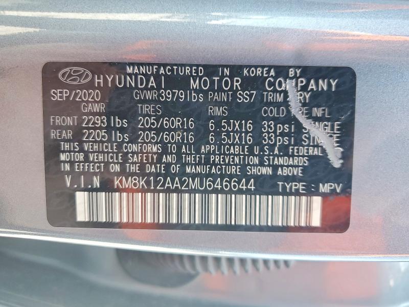 Продажа на аукционе авто 2021 Hyundai Kona, vin: KM8K12AA2MU646644, номер лота: 59550746