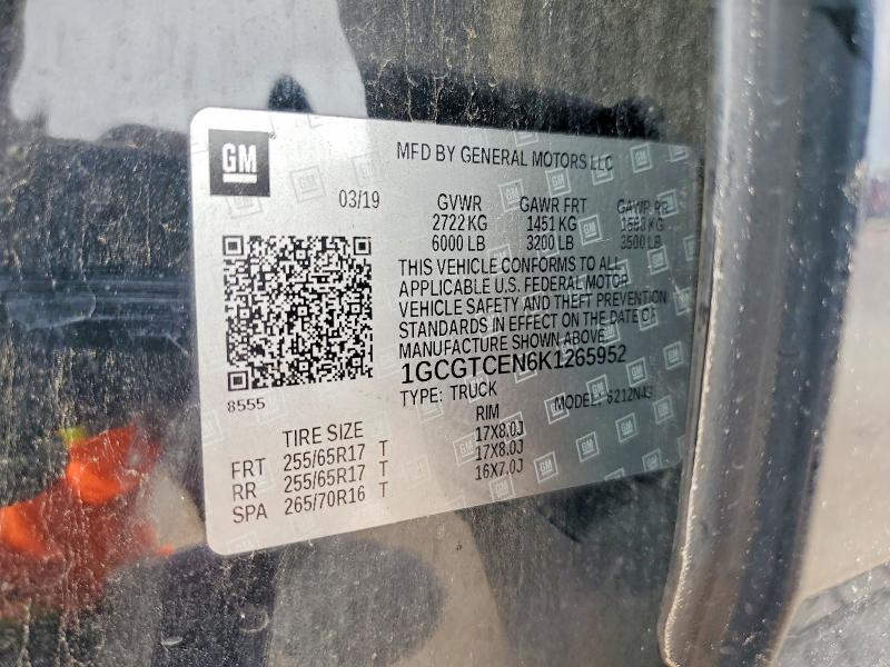 Продажа на аукционе авто 2019 Chevrolet Colorado, vin: 1GCGTCEN6K1265952, номер лота: 55753406