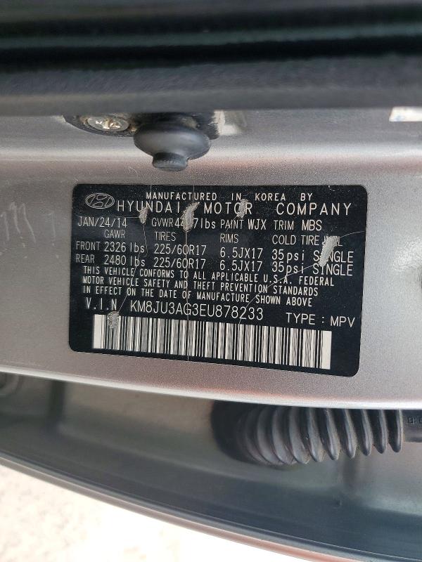 2014 Hyundai Tucson მანქანა იყიდება აუქციონზე, vin: KM8JU3AG3EU878233, აუქციონის ნომერი: 58714816